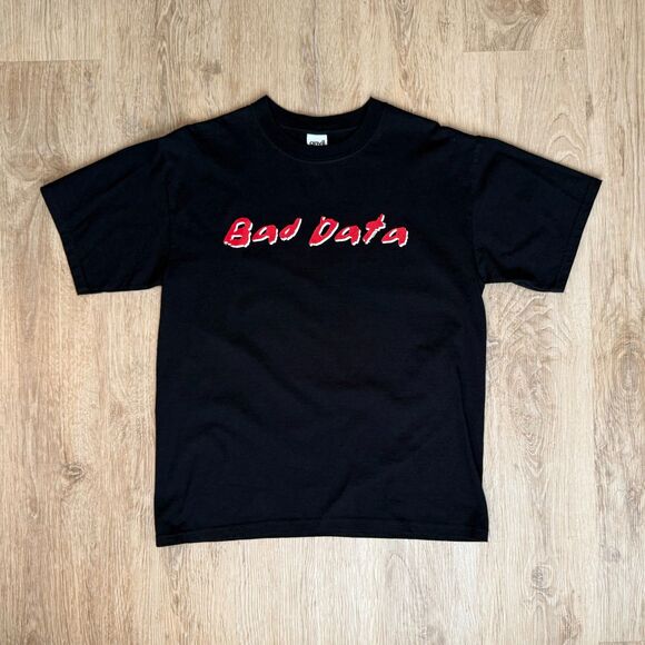 Vintage Bad Data Graphic T-Shirt Expect The Worst Black Medium Tech Humor - Picture 1 of 5